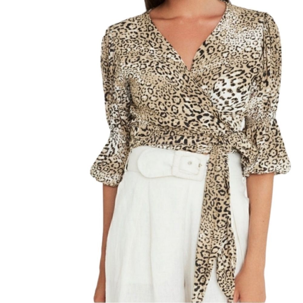 NWT Faithful The Brand Bisset Wrap Top in Signe Animal Print
